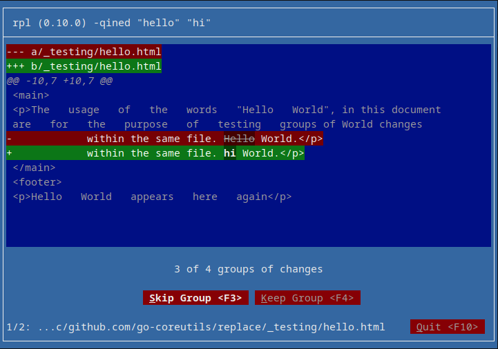 rpl hello.html skipping group 3